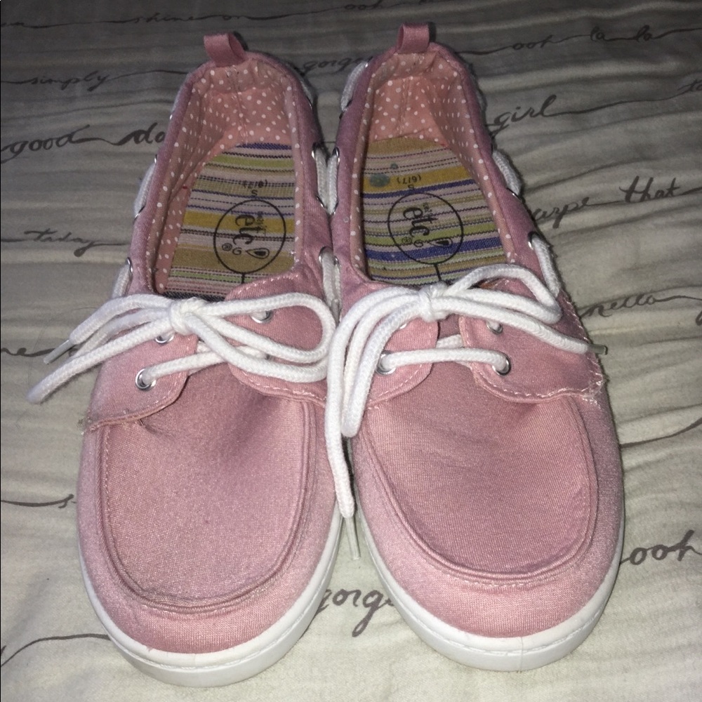Pink slip on shoes